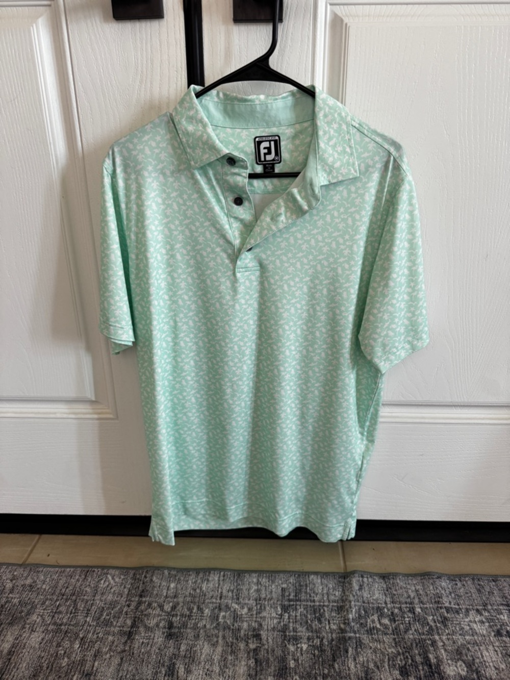 FootJoy Green Beach Micro-Print Polo - Medium Athletic Fit